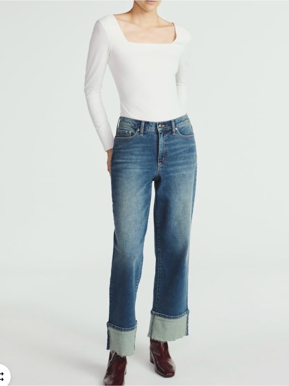 Scoop Benton Ankle Classic High-Rise Straight Jeans in Medium Blue
